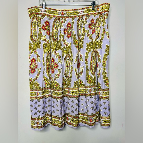 Anthropologie Womens Maeve Echarpe Medallion Scarf Print Lined Pleater Skirt 18W - Picture 2 of 9